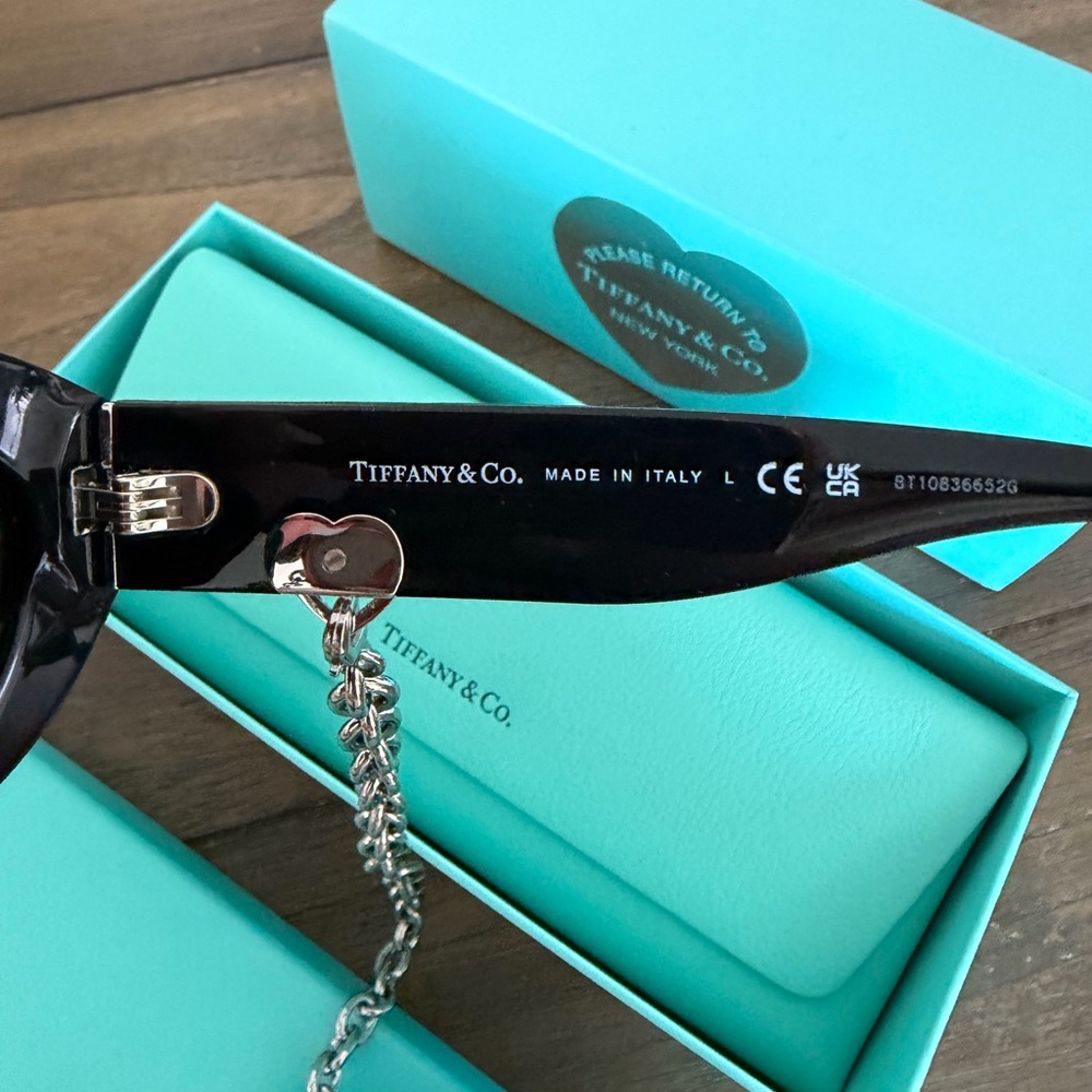 Tiffany & Co. Black Sunglasses with Silver Chain - Picture 3 of 10